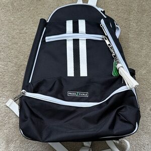 Black and White Fresh Pickle Pickleball Backpack